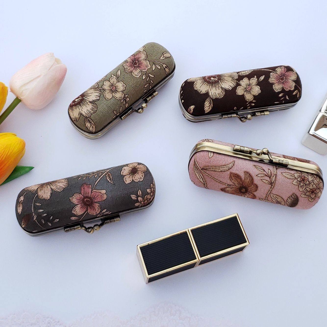 包邮  口红首饰盒 手作复古口红口金唇膏盒子保护壳礼物盒印章盒