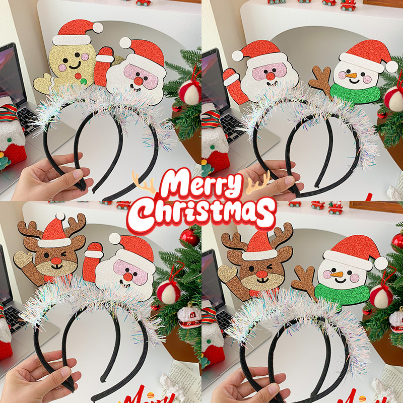 亮片招手鹿角头箍圣诞节发箍圣诞老人节日活动装扮拍照打卡装扮品