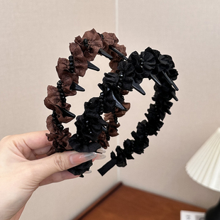 水晶缠绕发箍女2025新款高颅顶显脸小头箍带齿防滑头饰发卡发捆