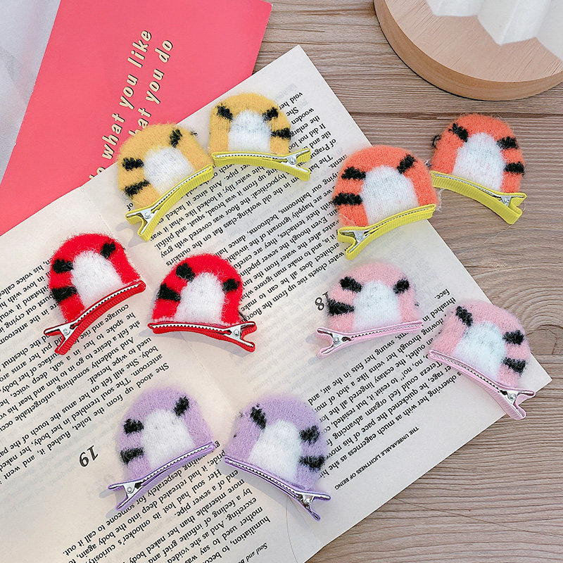 秋冬卡通发夹毛绒可爱动物耳朵对夹2022年新款小老虎发卡夹子头饰