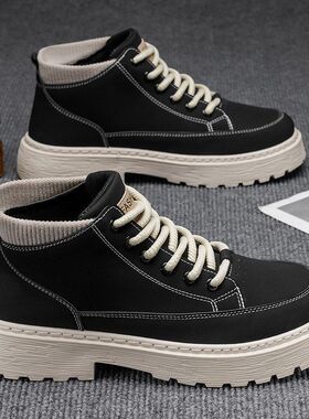 男鞋2026新款春季英伦风高帮户外复古工装皮靴休闲百搭马丁靴潮鞋