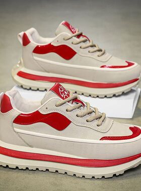 男鞋2026春季新款透气低帮老爹鞋百搭潮流厚底增高鞋运动休闲鞋子