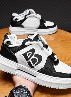男鞋透气2025新款韩版潮流百搭运动休闲板鞋学生厚底增高小白潮鞋