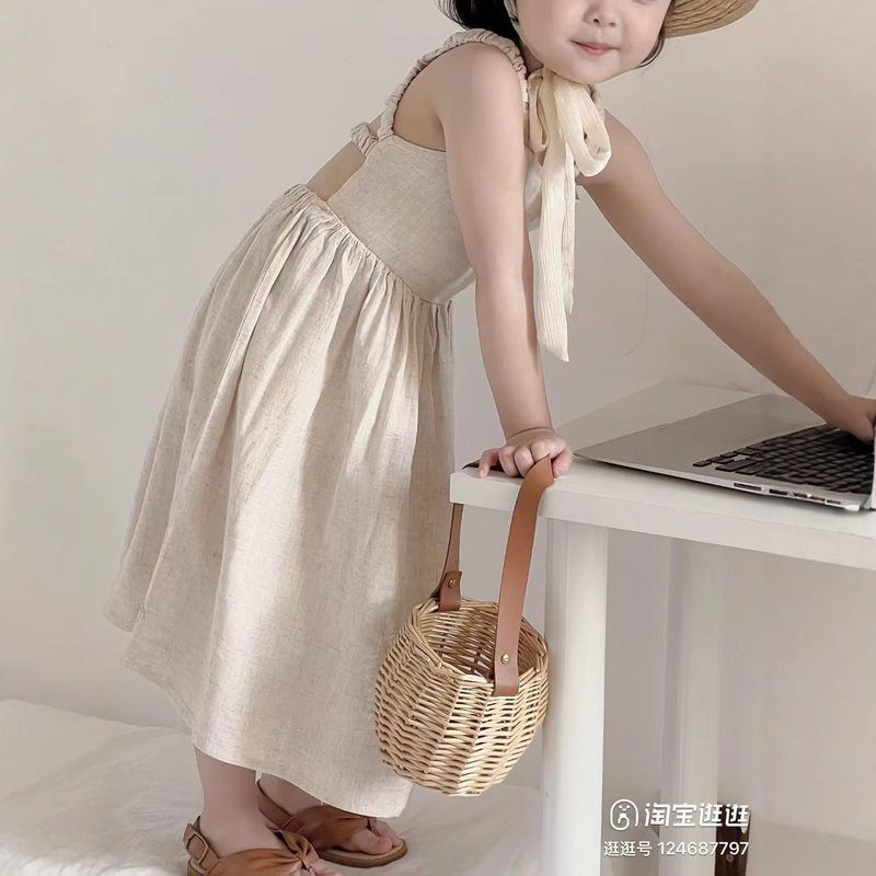 女童连衣裙2025夏季新款儿童洋气吊带公主裙子女宝宝韩版露背长裙