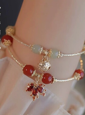 【宁安如梦】枫叶铃铛吊坠叠戴小众新款宫廷设计个性手饰