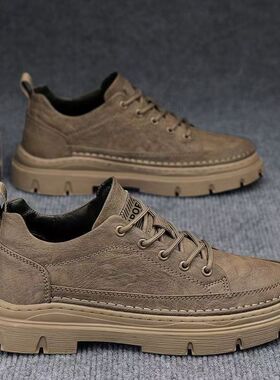 男鞋2026新款冬季休闲皮鞋男士马丁靴低帮防滑软底学生工装靴子