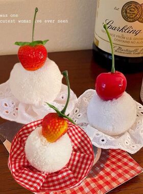 生日樱桃毛绒小发夹女侧边刘海夹可爱圣诞节头饰鸭嘴夹子发卡发饰