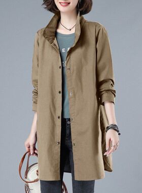 晓昕风衣女中长款2025新款春装中年妈妈卡其色薄款休闲外套潮