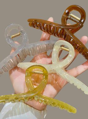 交叉中号11cm树脂鲨鱼夹女秋后脑勺网红抓夹2023年新款百搭发饰