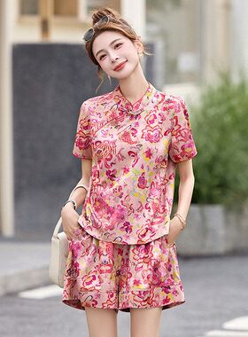 新中式国风套装女2025夏季新款时尚气质复古短袖上衣短裤两件套