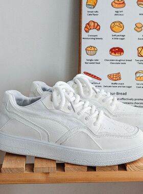 春秋新款厚底男鞋透气面包软底滑板鞋时尚休闲鞋子百搭潮流小白鞋