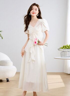长袖连衣裙女2025新款女夏季新款气质百搭时尚甜美仙连衣裙减龄