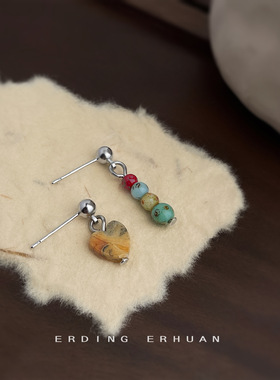 个性小众设计师不对称AB款捷克琉璃耳环国潮新中式新款耳饰女工厂