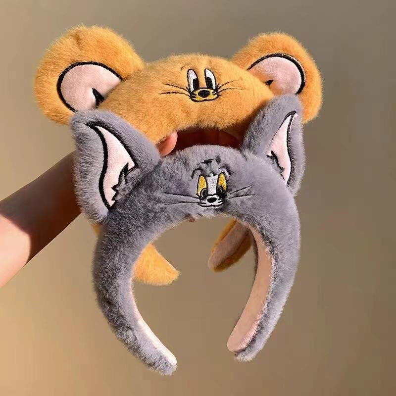 汤姆杰瑞日韩秋冬可爱卡通猫和老鼠束发带洗脸发箍化妆头套发饰