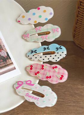 云朵蝴蝶结发夹女时尚可爱波点鸭嘴夹子百搭头饰侧边边夹发卡发饰