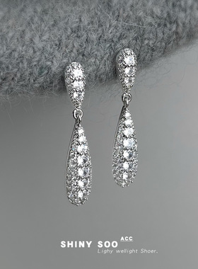 微镶锆石时尚感长款水滴几何名媛风新款耳饰工厂耳环饰品货源