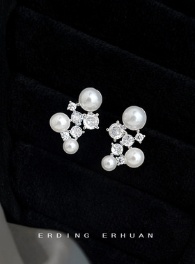 原创轻奢风微镶锆石镀银针星座不规则时尚百搭简约耳饰 工厂耳钉