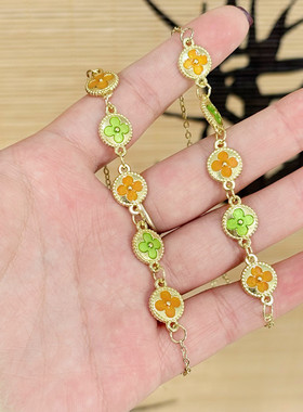 叶草夜光手链韩版简约轻奢新款时尚气质闺蜜夜光珐琅荧光饰品女