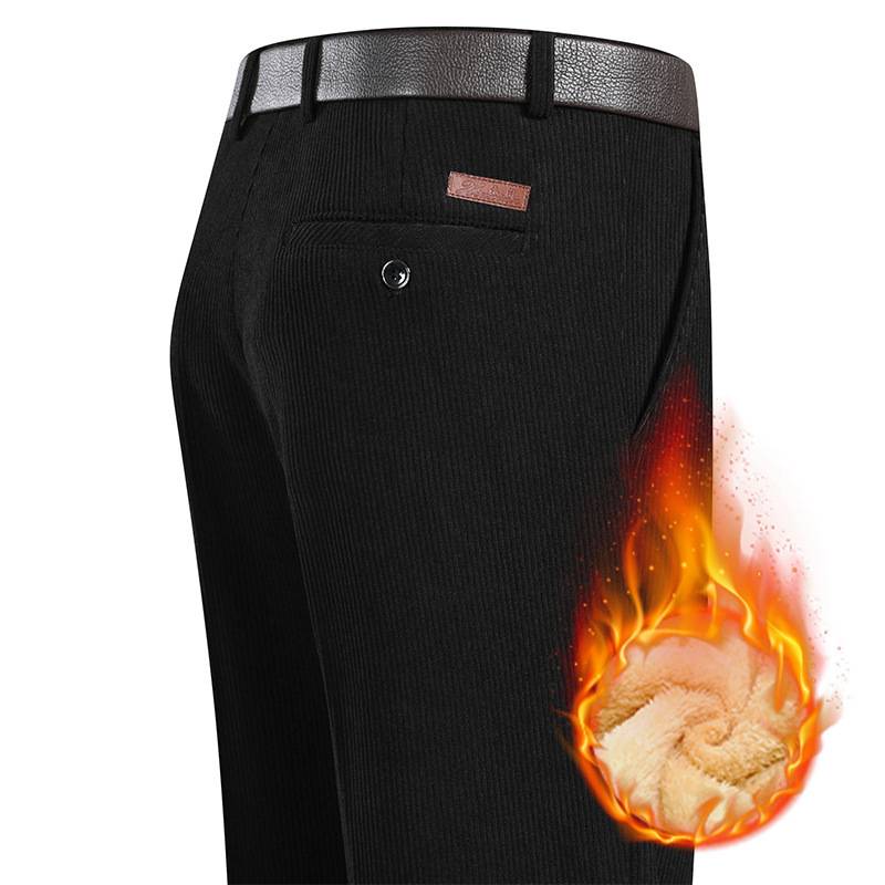 商场品牌秋冬款灯芯绒条绒裤中年新款男裤休闲裤直筒高腰加绒加厚