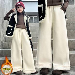 商场品牌女童加绒裤子秋冬装2025新款超好看休闲直筒裤长裤儿童冬