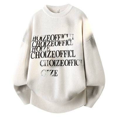 商场品牌秋冬季加厚毛衣男士圆领内搭针织打底衫提花高品质毛线衣