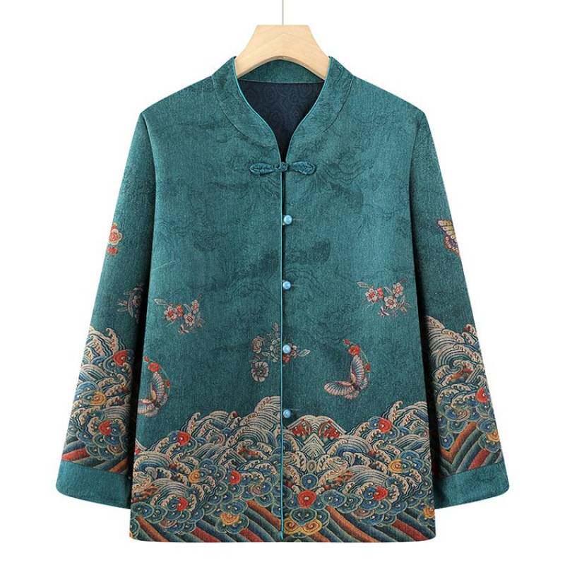 商场品牌中老年人春秋装衬衫女奶奶春装长袖薄款外套老人太太衣服