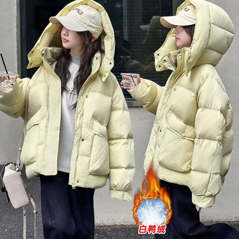 商场品牌女童加厚羽绒服2025冬新款韩版时髦洋气90白鸭绒面包服外