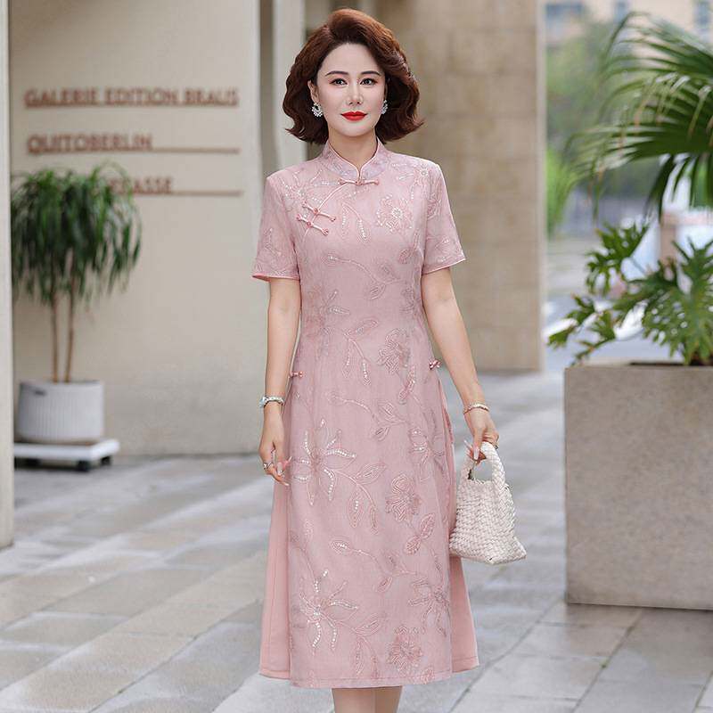 商场品牌年轻妈妈夏装改良旗袍中年女士短袖裙子2026夏季新中式国