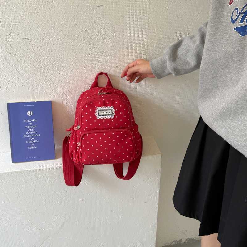 专柜品牌书包日系ins高颜值迷你双肩包波点森系初中生大容量背包