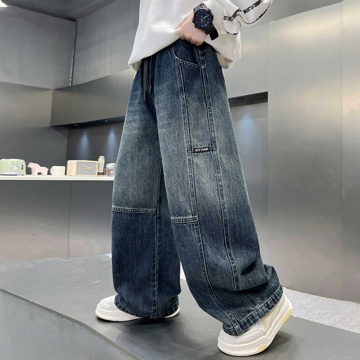 专柜品牌男童牛仔裤春秋款2026新款儿童裤子大童长裤男孩童装秋装