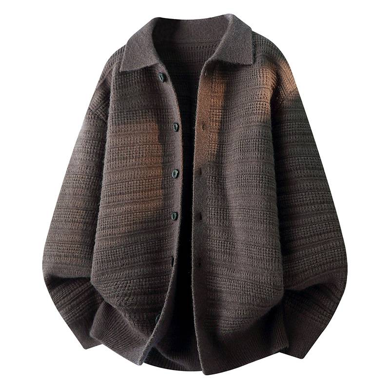 商场品牌开衫毛衣男秋冬季青少年加厚保暖线衣休闲宽松男士针织打