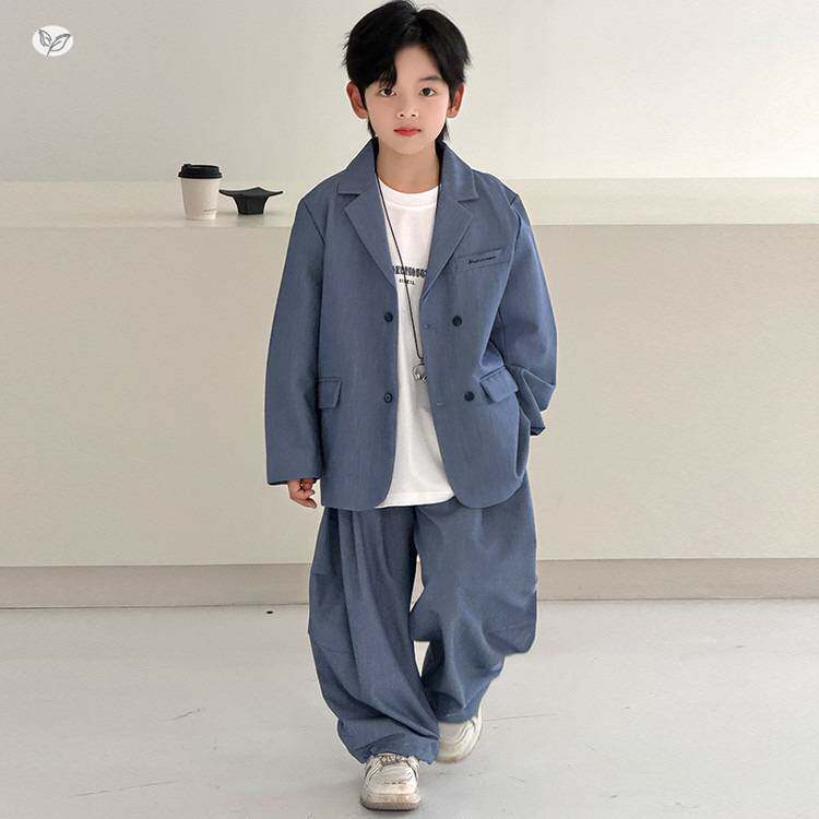 商场品牌男童西服套装2026年春季新款中大童休闲西装外套西服裤两