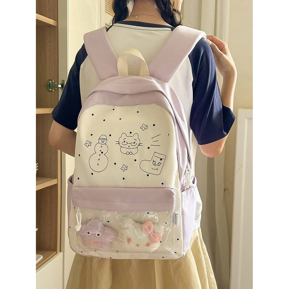 专柜品牌奶fufu猫咪卡通印花校园书包软萌治愈系学生党软妹二次元