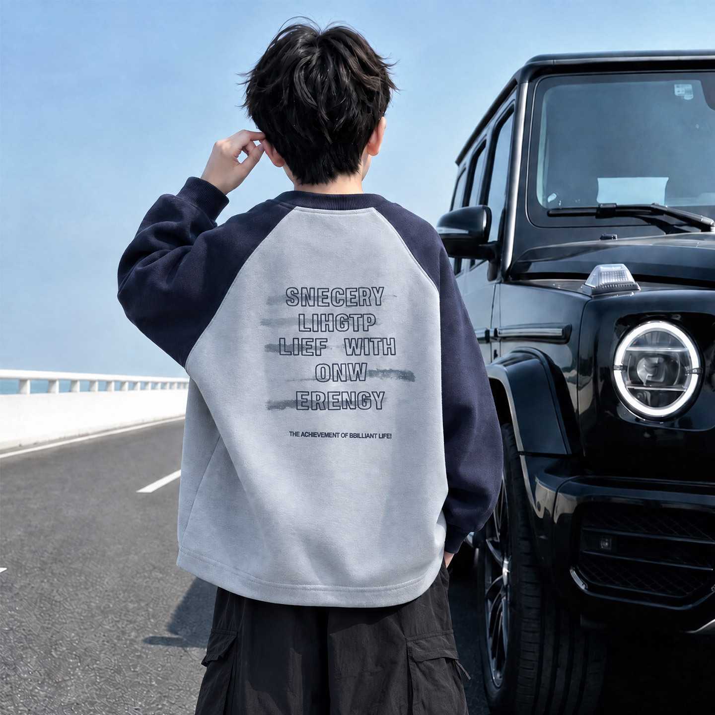 专柜品牌男童秋装加绒卫衣2026新款春秋款儿童装秋季打底衫中大童