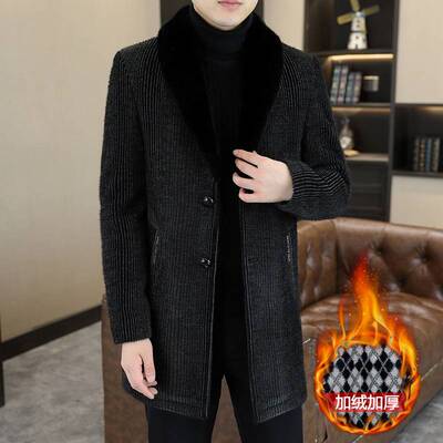 商场品牌秋冬季毛呢大衣男中长款加绒加厚呢子风衣高级感潮流冬装