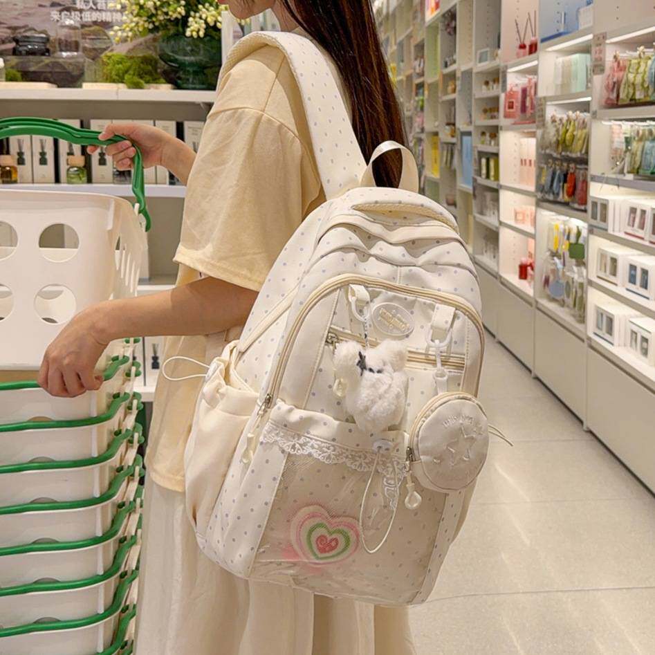 商场品牌书包女韩版波点小清新高中大学生背包校园ins风痛包简约