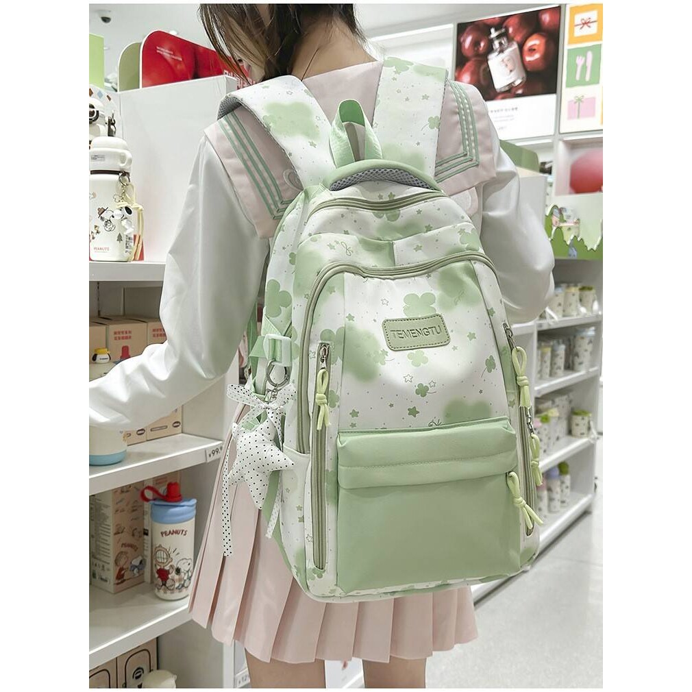 专柜品牌新款书包温柔氛围感韩系ins 治愈系抹茶绿晕染初高中女生