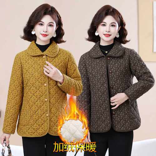 专柜品牌新款秋冬装棉袄加厚加绒宽松中老年时尚妈妈居家棉服百搭