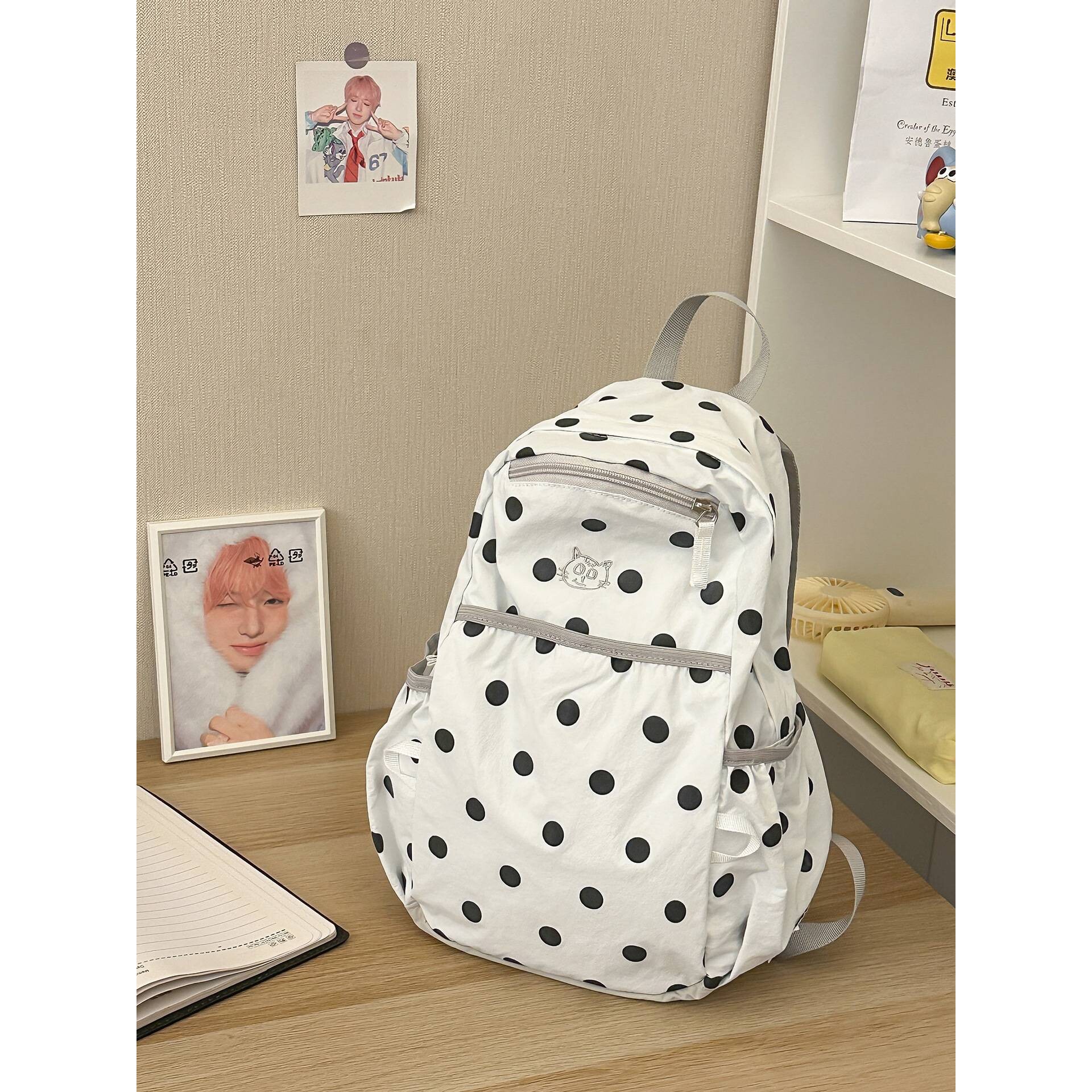 专柜品牌波点可爱双肩包户外超轻书包出行旅游双肩包韩系甜美背包