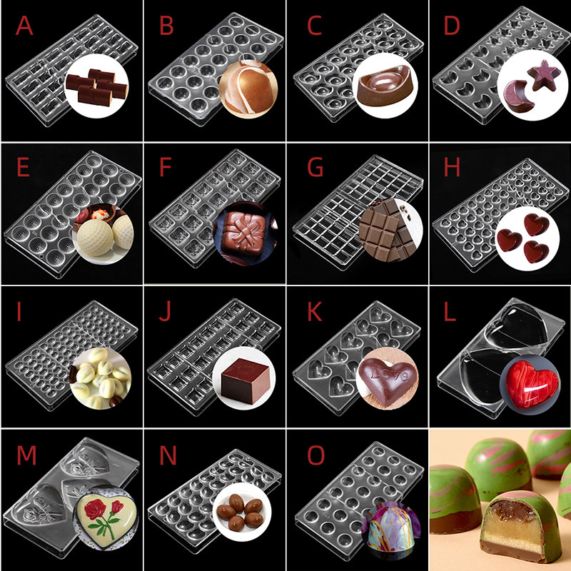 巧克力模具合集PE 透明硬质塑料心形正方糖果冻朱古力烘焙