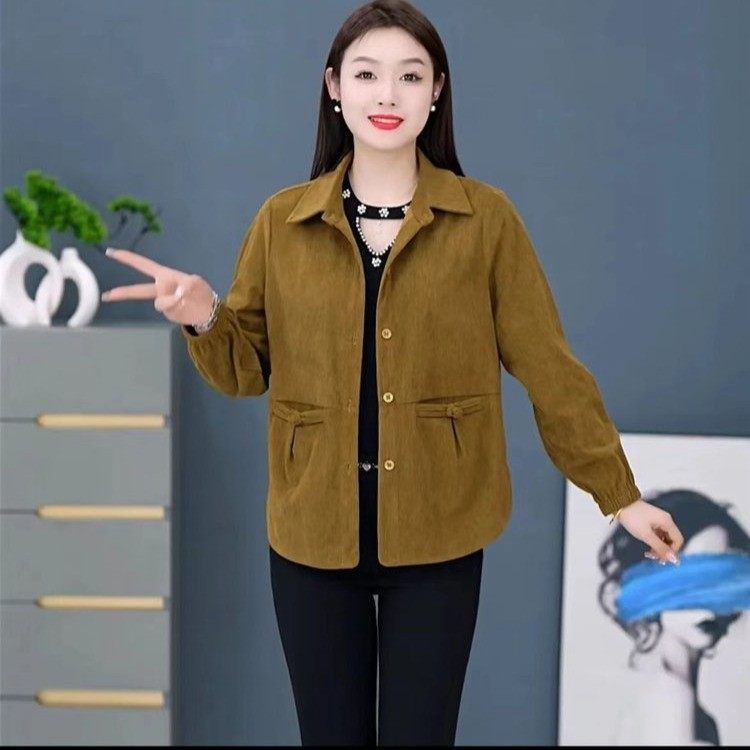 妈妈装灯芯绒上衣外套女春秋季新款中老年休闲宽松减龄夹克短开衫,女装/女士精品,中老年女装,淘宝优惠券,粉丝福利购,淘宝优惠卷