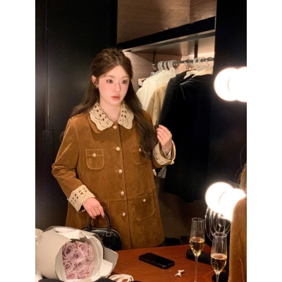 MIU系法式复古外套女秋可拆卸领