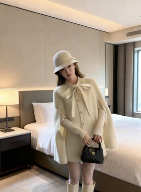 加厚斗篷双面毛呢子大衣外套女冬