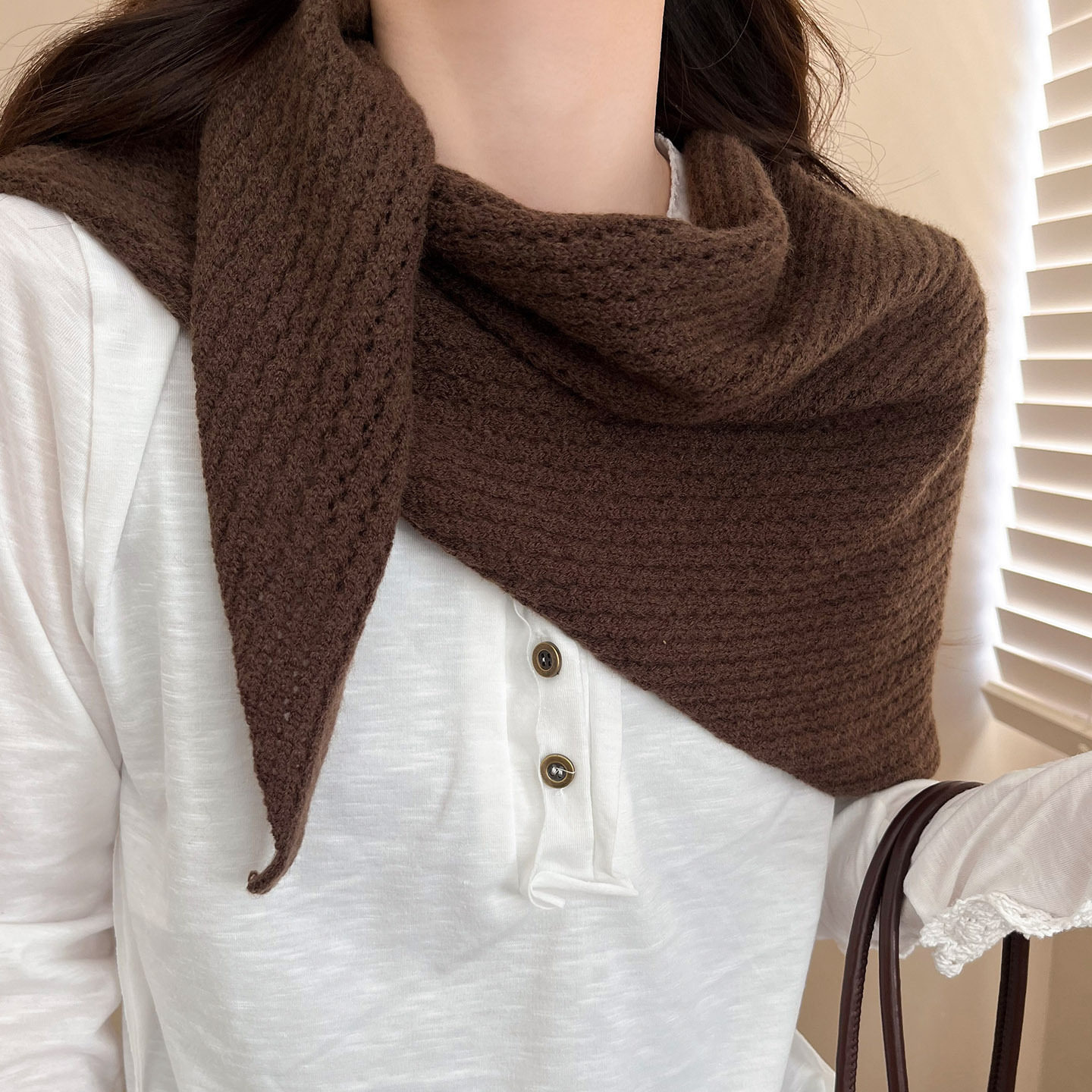 复古针织三角披肩女感秋冬氛围感叠穿坎肩时尚百搭氛围感围巾