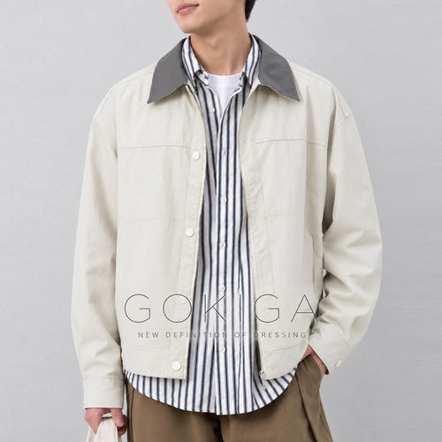 GOKIGA巴恩风撞色翻领工装外套