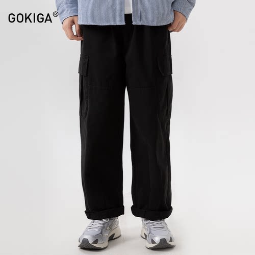 GOKIGA潮流百搭阔腿直筒工装裤男
