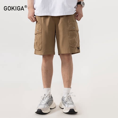 GOKIGA夏季宽松阔腿口袋工装短裤