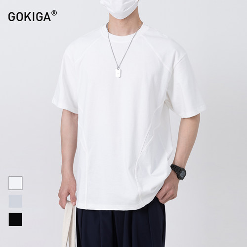 GOKIGA夏季宽松透气纯棉T恤