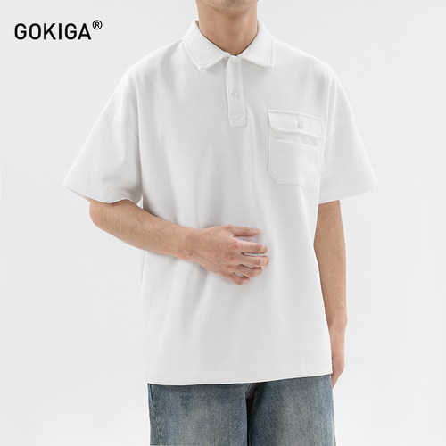 夏季简约休闲宽松短袖POLO衫男士