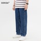 GOKIGA宫崎迦日系简约宽松直筒水洗牛仔裤 9007 男潮流阔腿休闲长裤